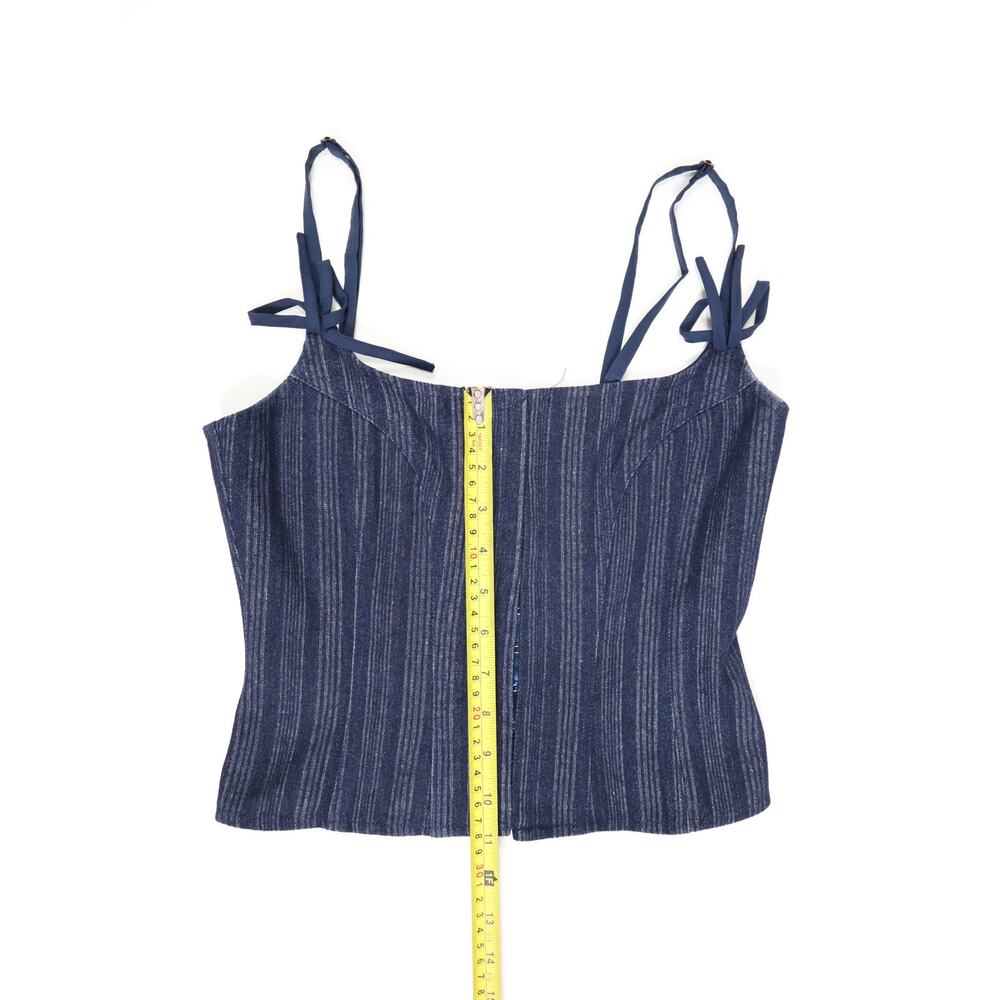 Y2K Model Off Duty Lioness Charismatic Pinstripe Denim Corset Top Night Out XS - Picture 9 of 11
